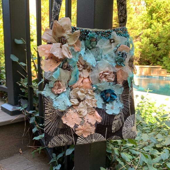 Boho Shabby Chic Handmade Floral Shoulder Bag - Picture 7 of 12